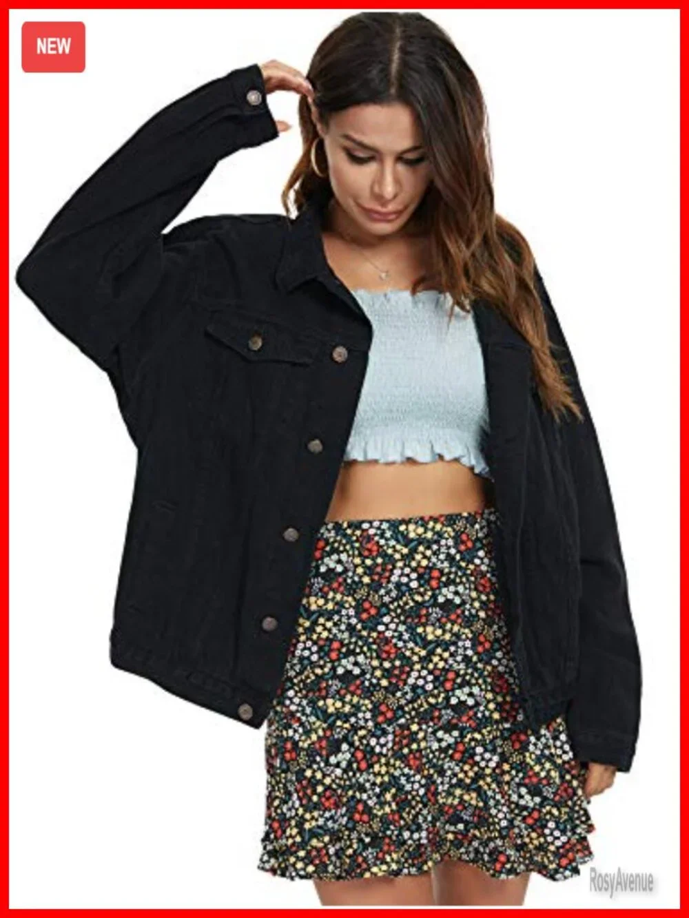 Oversized Denim Jacket Button Front 4 Pocket Long Sleeve 100% Cotton